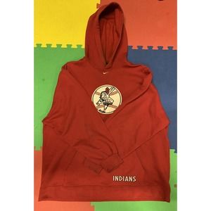 Vintage Cleveland Indians Sweatshirt Men XXL Nike Center Swoosh Hoodie MLB Red